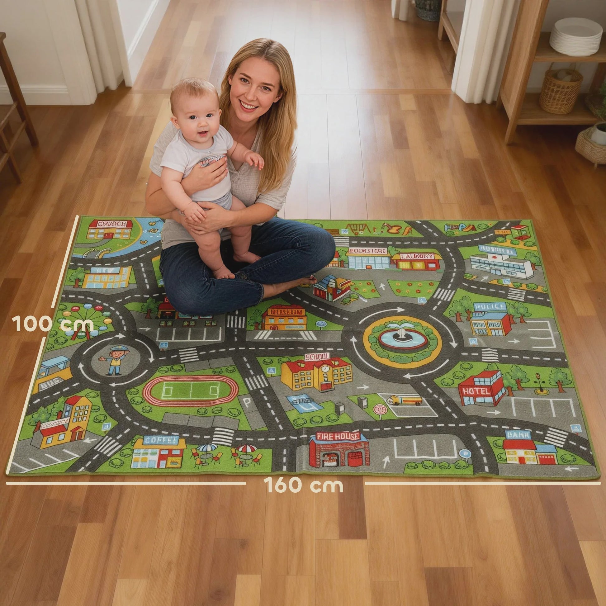 Educatief Kinderkleed Stad met Wegen - Antislip Speelkleed voor Urenlang Plezier