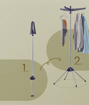SONGMICS Opvouwbaar Kledingrek - RVS Droogrek met 360° Draaibare Arm, 27 Stuks Capaciteit
