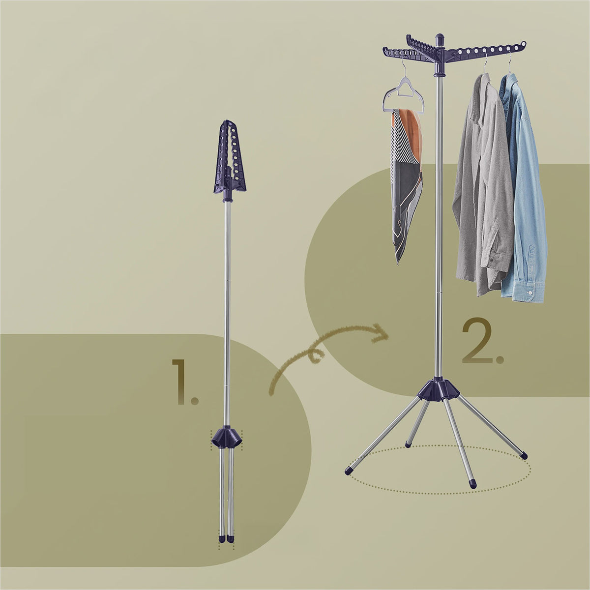 SONGMICS Opvouwbaar Kledingrek - RVS Droogrek met 360° Draaibare Arm, 27 Stuks Capaciteit