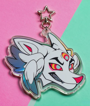 Unieke Vleugels Wolf Sleutelhanger met Derde Oog - Furry Anthro Charm voor Tas Decoratie