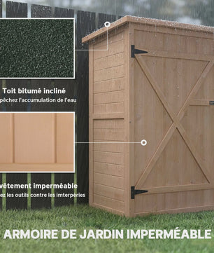 Outsunny Houten Tuinkast met Bitumen Dak - Ideaal voor Tuingereedschap