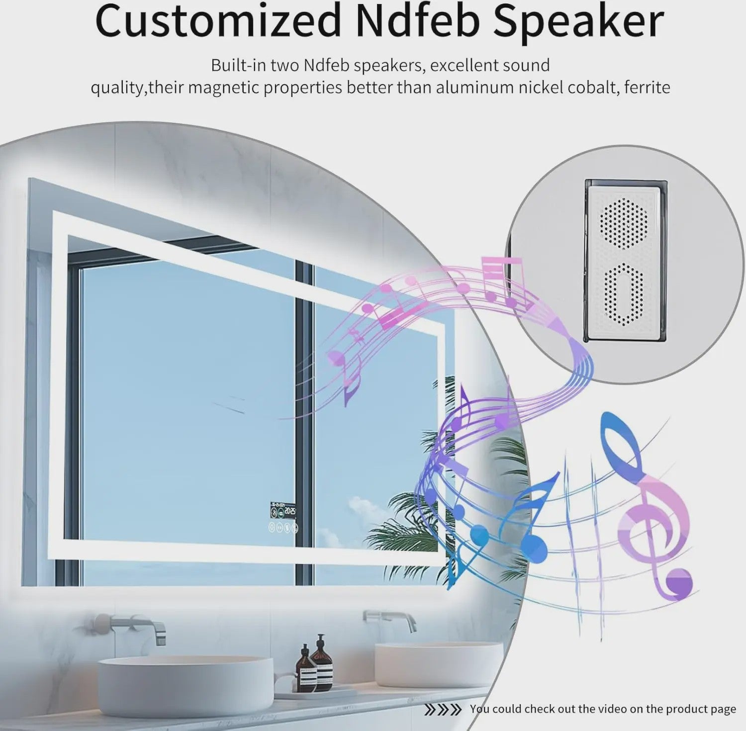 XXL Smart LED Spiegel met Bluetooth, Anti-Condens & Digitale Display
