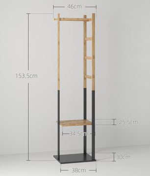HOMCOM Bamboe Kapstok met Legplanken en Haken - Stijlvol en Functioneel