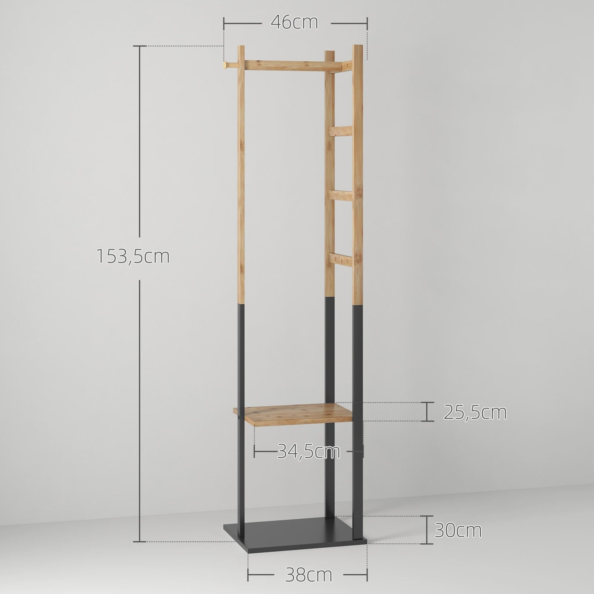 HOMCOM Bamboe Kapstok met Legplanken en Haken - Stijlvol en Functioneel