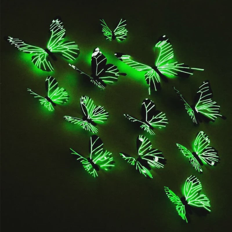 12x 3D Lichtgevende Vlinder Muurstickers - Decoratie voor Huis & Feest
