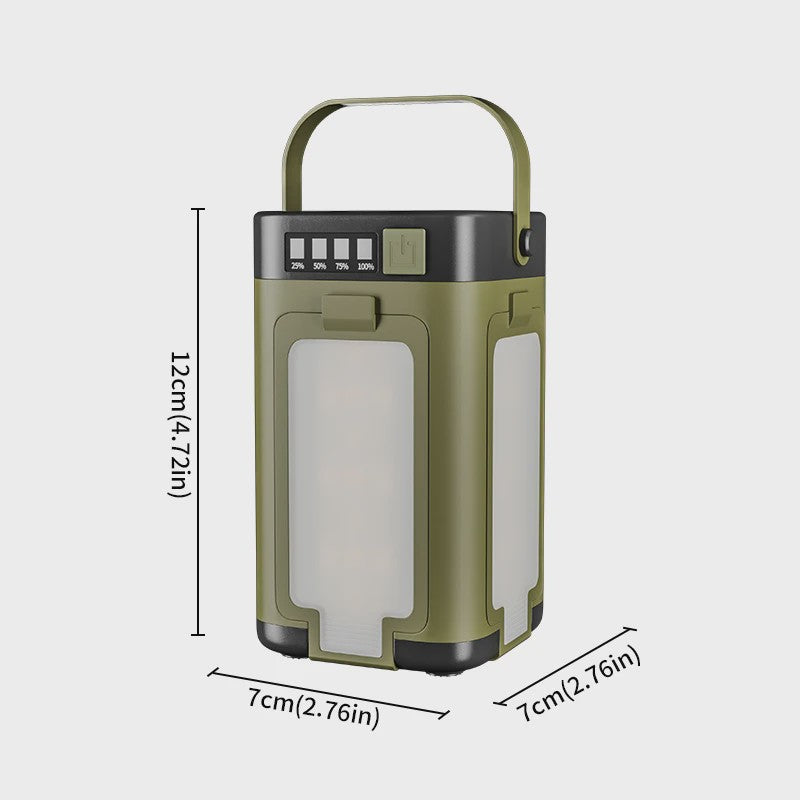 Draagbare Campinglamp met Powerbank & Zonnepaneel - Opvouwbaar & Slim Display