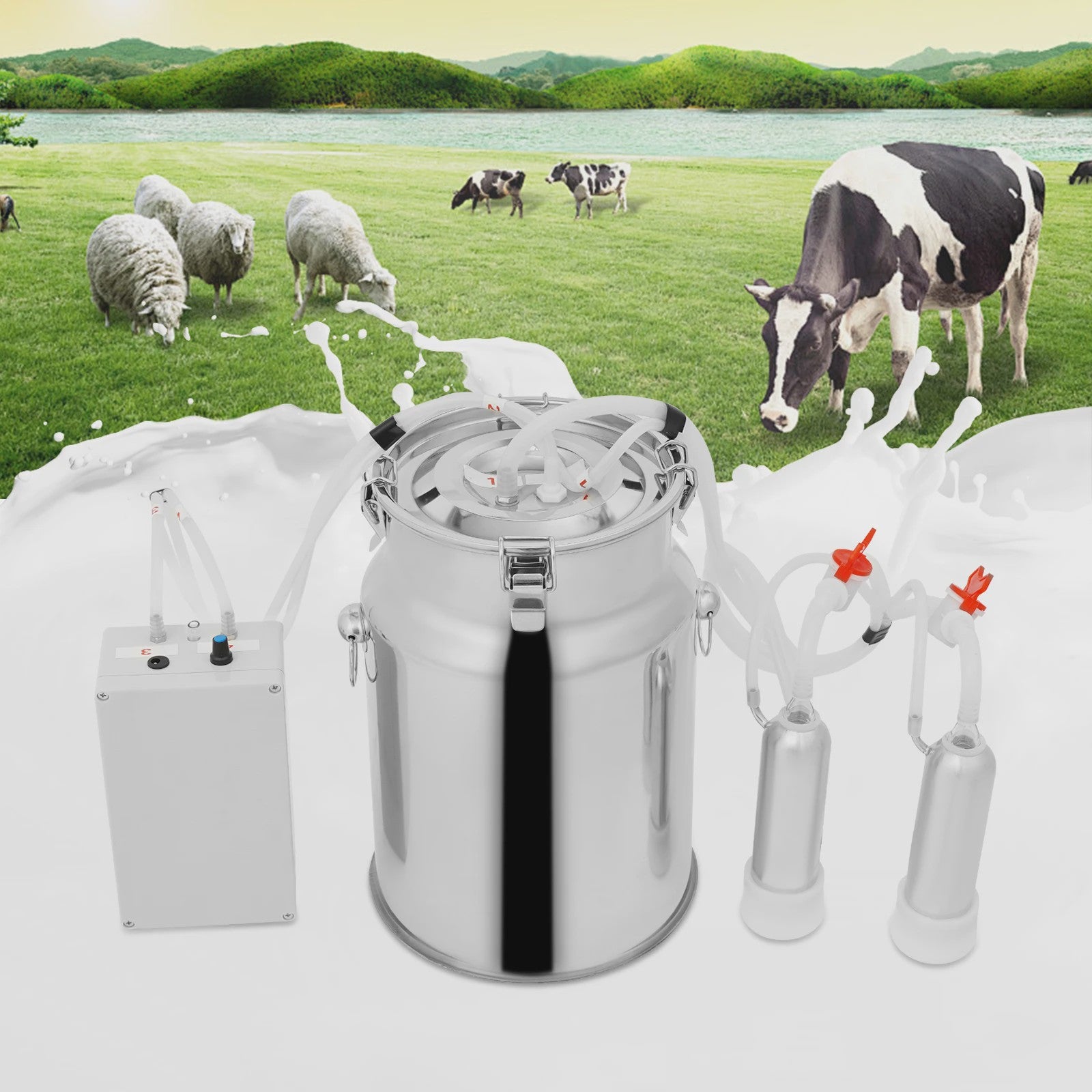Elektrische Pulsatie Melkmachine 10L RVS Emmer - EU Standaard
