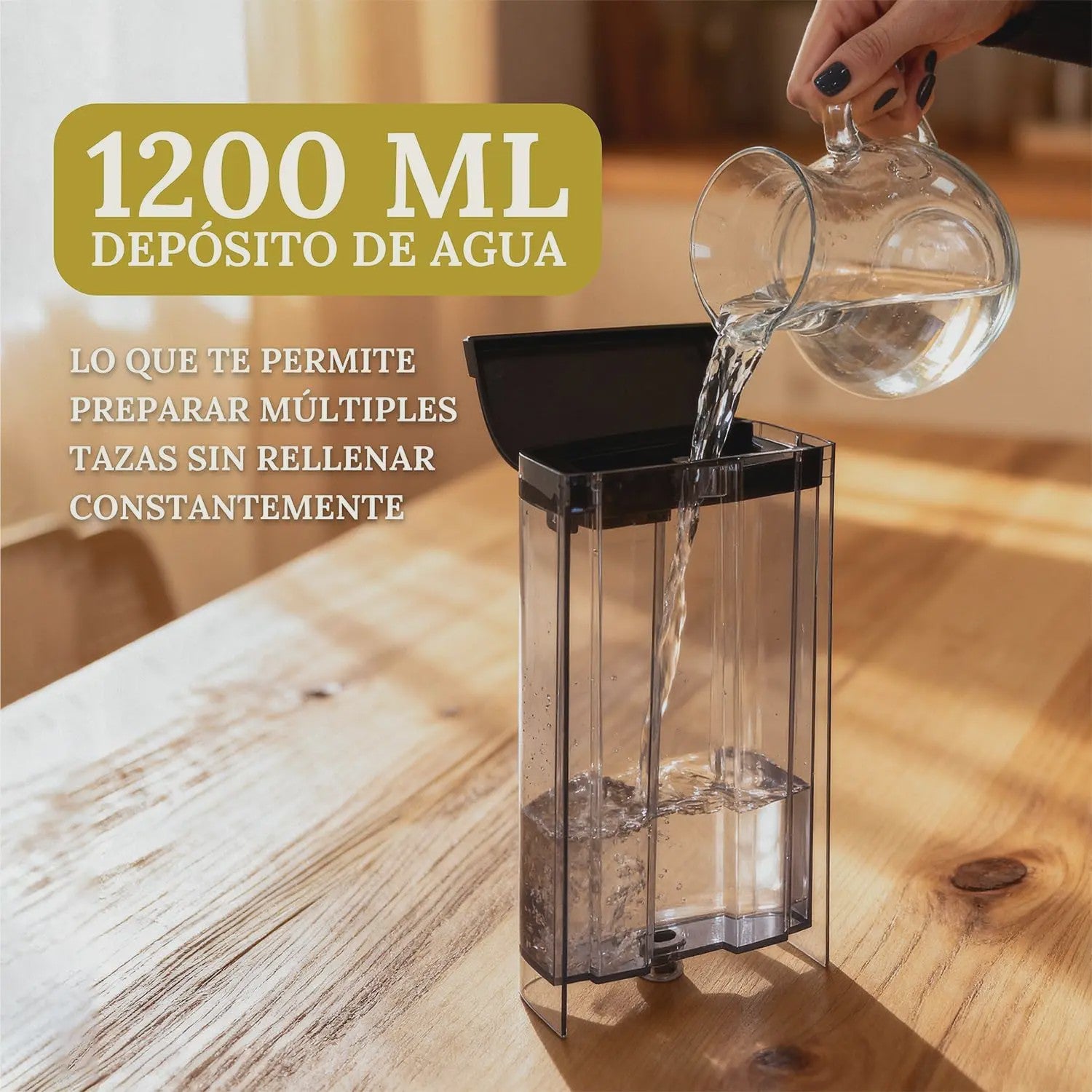 Volautomatische Espressomachine RVS - 1.2L, 20 Bar, Dubbele Portafilter