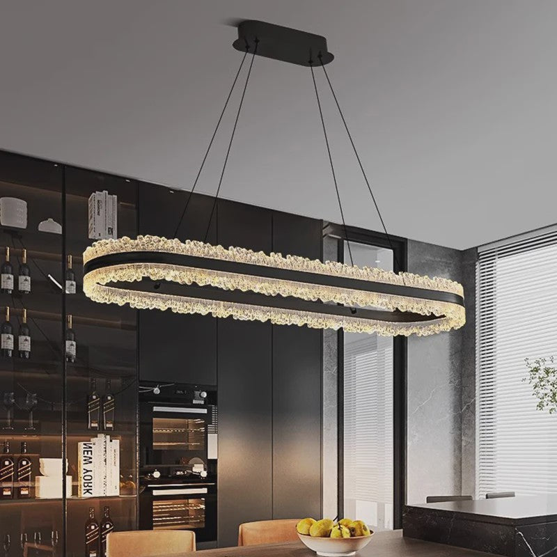 Moderne Ovalen Kristallen Plafondlamp - Hanglamp voor Eetkamer & Keuken