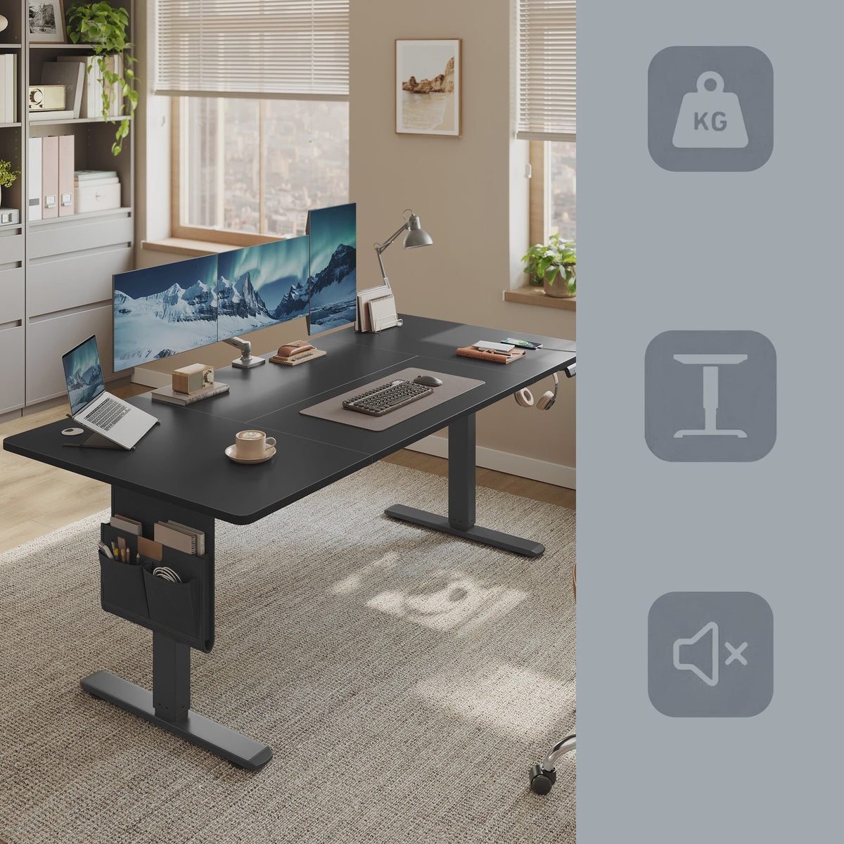 Elektrisch in hoogte verstelbaar bureau 140x60 cm - Songmics