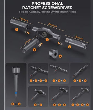 74-delige Ratel Schroevendraaierset met T-Handvat - Magnetisch Precisie Bit Kit voor Reparatie