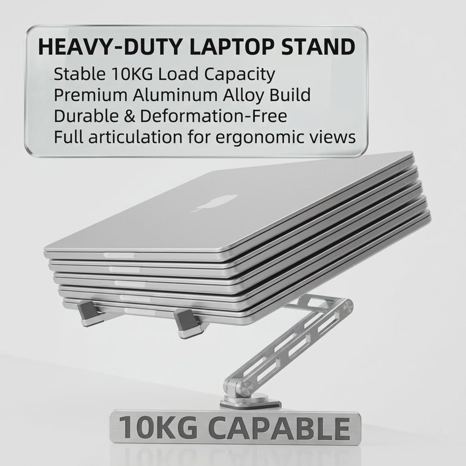 2-in-1 Afneembare Laptopstandaard met 360° Draaibare Basis & Tablet Arm - Opvouwbaar & Ruimtebesparend