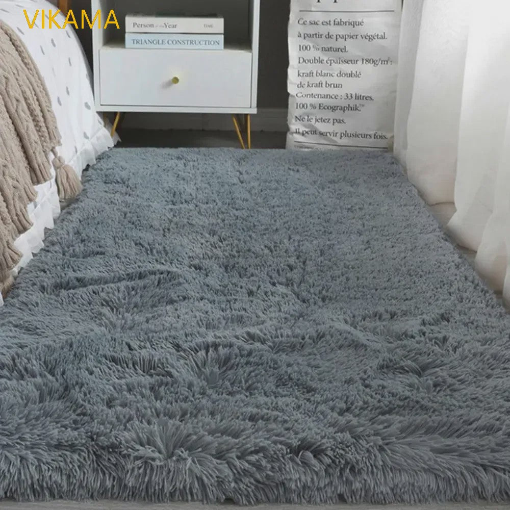 VIKAMA Luxe Pluche Vloerkleed - Zacht & Sfeervol voor Slaapkamer en Woonkamer