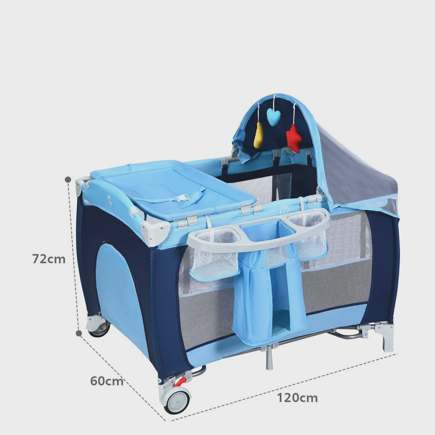 4-in-1 Baby Reisbedje: Wiege, Commode, Speelbox & Muziek - Inklapbaar & Draagbaar