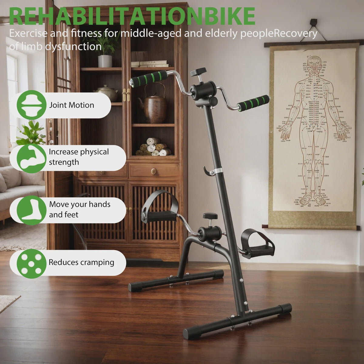 Compacte Hometrainer Fiets voor Benen en Armen - Verstelbare Weerstand - Ideaal voor Senioren en Zittend Gebruik