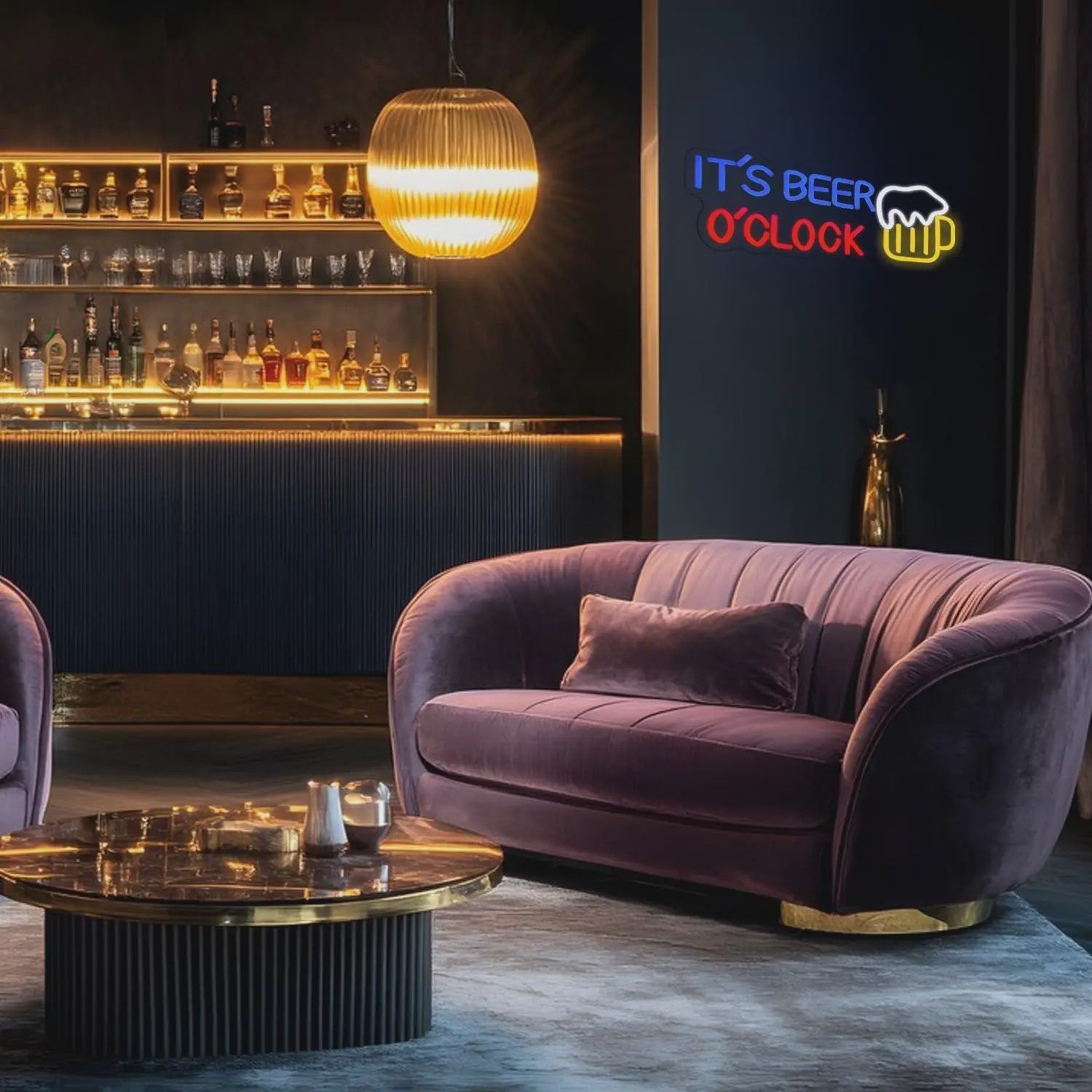 LED Neon Sfeerlicht 'It's Beer O'Clock' - Bar, Garage & Man Cave Decoratie