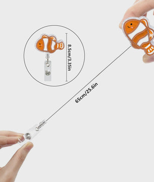 Retractable Badge Reel Clip met Dieren & Koraal - ID Kaarthouder voor Studenten, Dokters, Verpleegkundigen