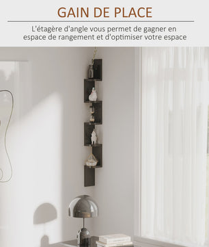 HOMCOM Hoekwandrek Zwart Houten Zigzag - 5 Niveaus