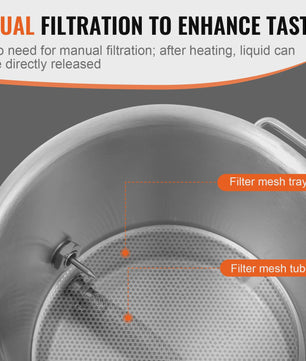 5 Gallon RVS Brouwketel met Thermometer, Kraan en Filter - Ideaal voor Bierbrouwen