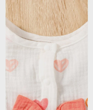 Schattige Baby Meisjes Jurk met Strik en Mutsje - Hartjes Print Zomer Set (0-9 Maanden)