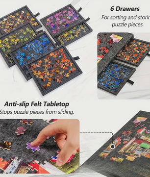 Puzzelbord met 6 Lades - Draagbare Non-Slip Organizer voor 1000 Stukjes