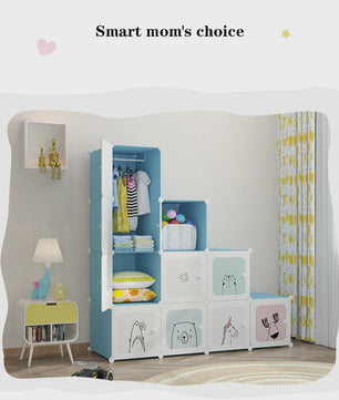 Modulaire Kinder Garderobekast - Ruimtebesparende Plastic Opbergkast met Hangroede & DIY Montage