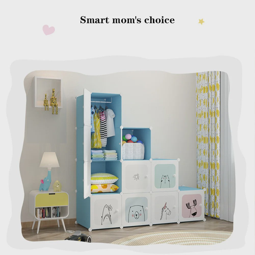 Modulaire Kinder Garderobekast - Ruimtebesparende Plastic Opbergkast met Hangroede & DIY Montage