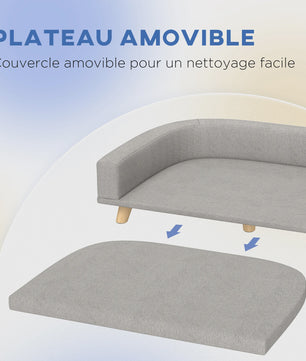 PawHut Hondenbank met Afneembaar Kussen - Scandinavisch Design, Wasbare Hoes