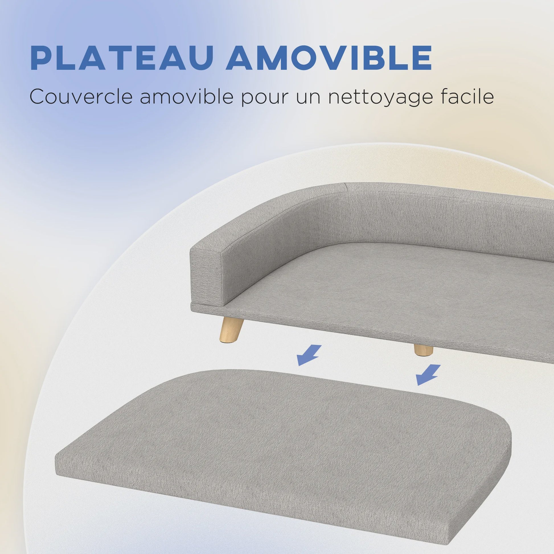 PawHut Hondenbank met Afneembaar Kussen - Scandinavisch Design, Wasbare Hoes