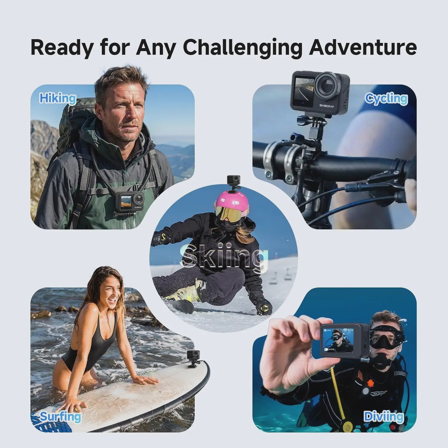 SVBONY SVGo3 4K 60FPS Actiecamera - Waterdicht tot 12m, 128GB Opslag, EIS, 2 Accu's