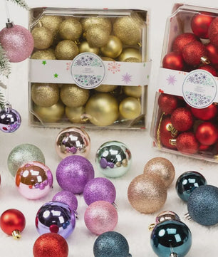 44x Kerstballen Set - Gemengde Maten 3cm/4cm - 7 Kleuren - Plastic Hangdecoratie
