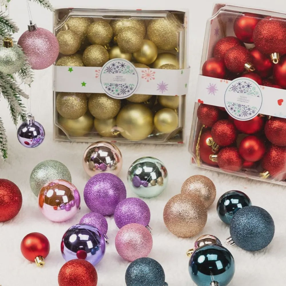44x Kerstballen Set - Gemengde Maten 3cm/4cm - 7 Kleuren - Plastic Hangdecoratie