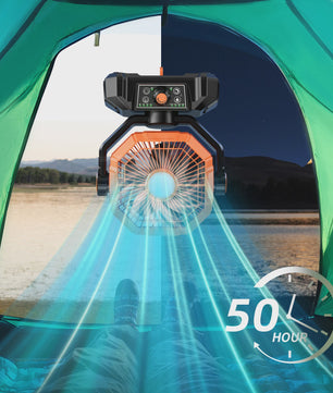 Draagbare 20000mAh Camping Ventilator met LED Lamp, Afstandsbediening & 8 Snelheden - Ideaal voor Buiten, Tent, Werkplaats