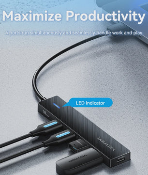 Vention 4-Poorts USB 3.2 Gen 2 Hub (10Gbps) - Compacte Adapter voor Laptop & PC