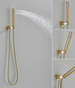 Ingebouwde Douchekraan Geborsteld Goud - Wandmontage met Regendouchekop en Handdouche