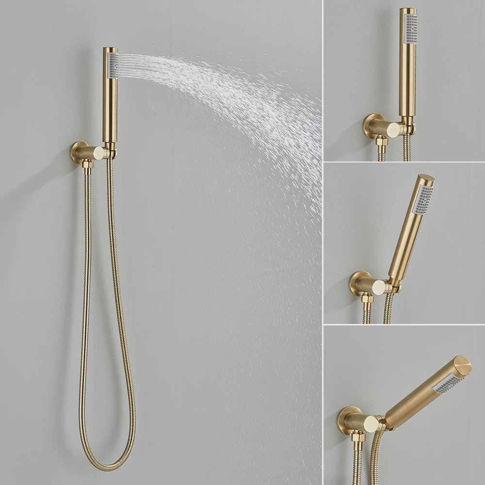 Ingebouwde Douchekraan Geborsteld Goud - Wandmontage met Regendouchekop en Handdouche