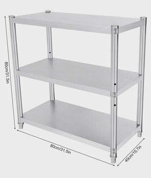 RVS Keukenrek 3-Laags Opslagrek - 80x40cm | Professioneel & Duurzaam