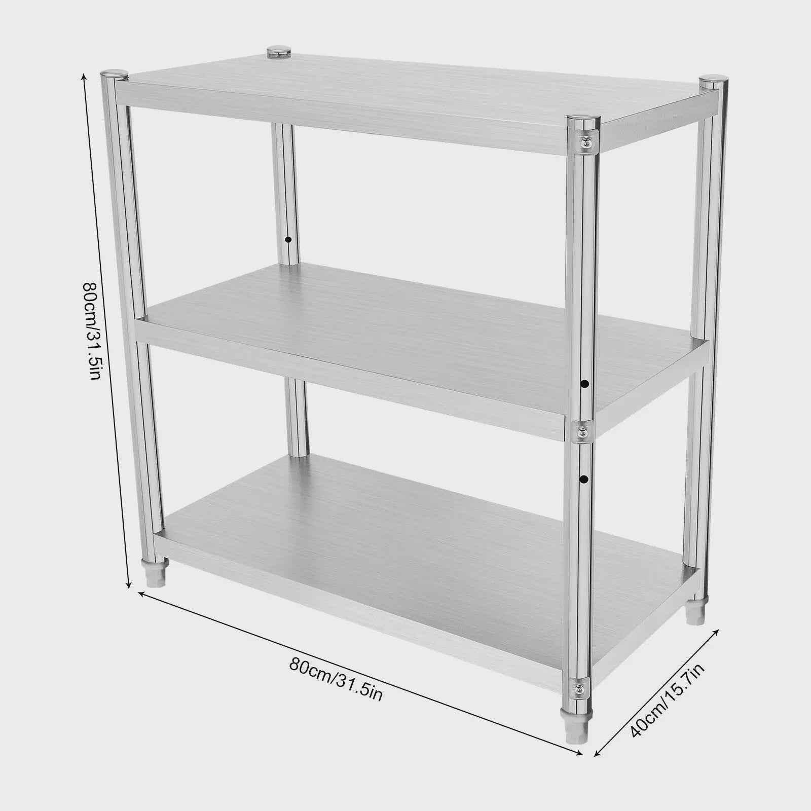 RVS Keukenrek 3-Laags Opslagrek - 80x40cm | Professioneel & Duurzaam