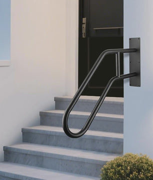 Wandmontage Trapleuning 66cm - Zwart Gesmeed IJzer - Antislip U-Grip - 220kg Belastbaar