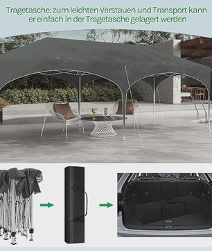 Pop-Up Partytent 3x6m - Verstelbaar, Waterdicht Paviljoen met 6 Zijwanden voor Tuin & Outdoor