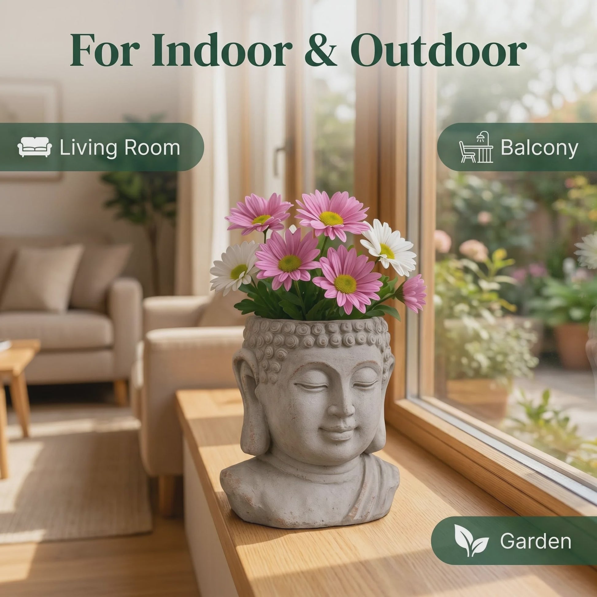 Handgemaakte Zen Boeddha Bloempot - Uniek Cadeau voor Plantenliefhebbers & Tuindecoratie