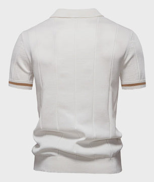 Heren Gebreide Polo met Rits - Slim Fit Sport & Casual