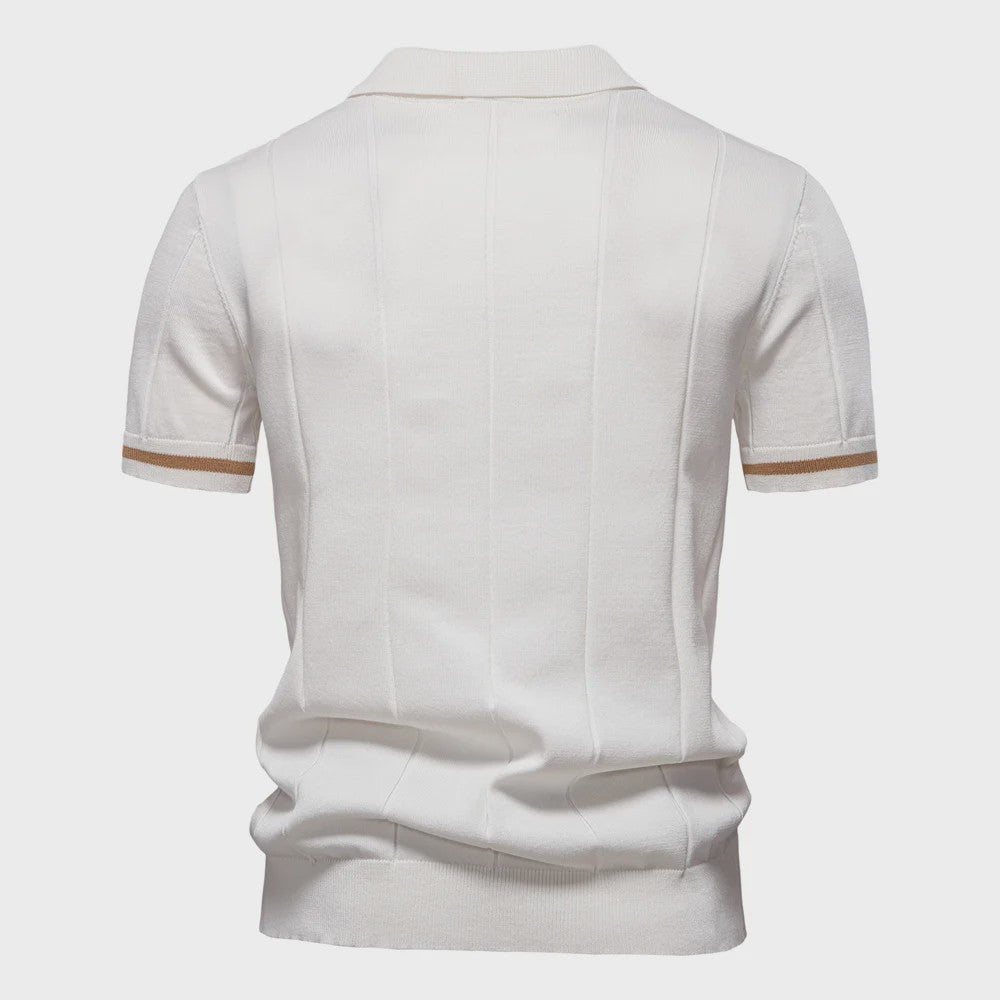 Heren Gebreide Polo met Rits - Slim Fit Sport & Casual