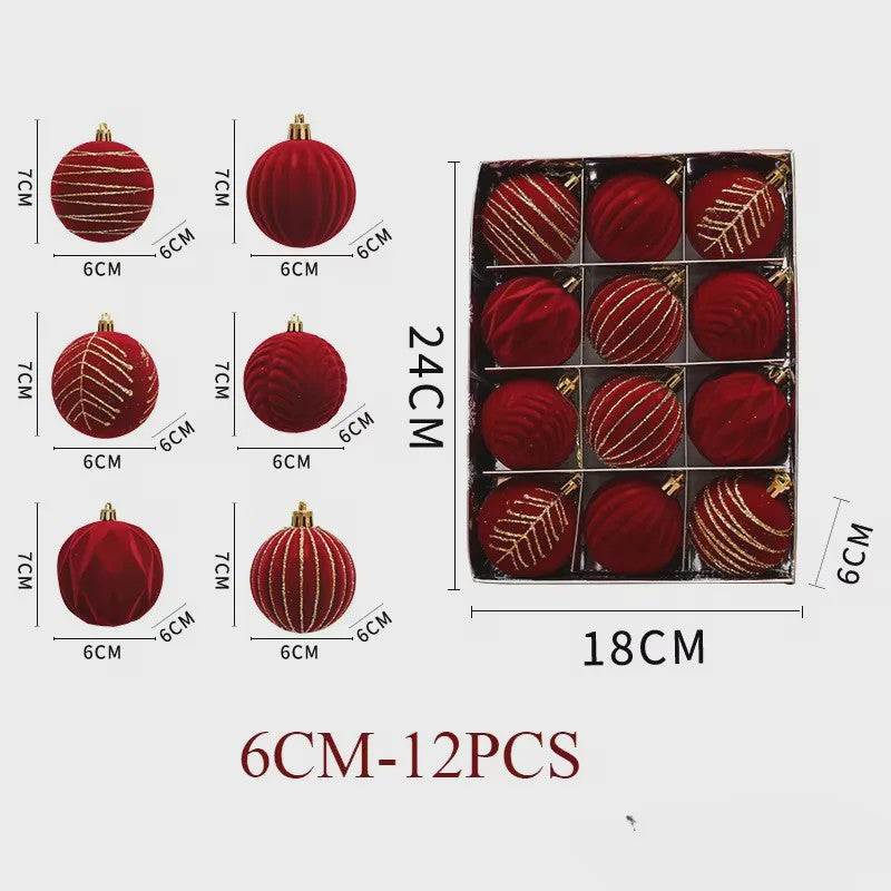 Kerstballen 6cm - Set van 12/16 Stuks - Wijnrood & Goud - Fluweelzacht & Feestelijk