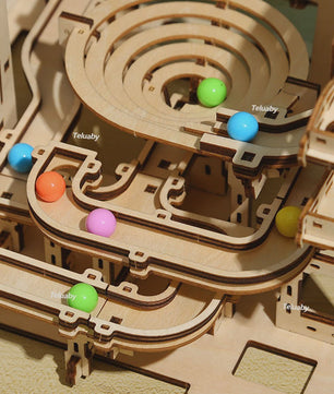 Houten 3D Knikkerbaan Puzzel - Mechanisch Bouwpakket voor Kinderen & Volwassenen