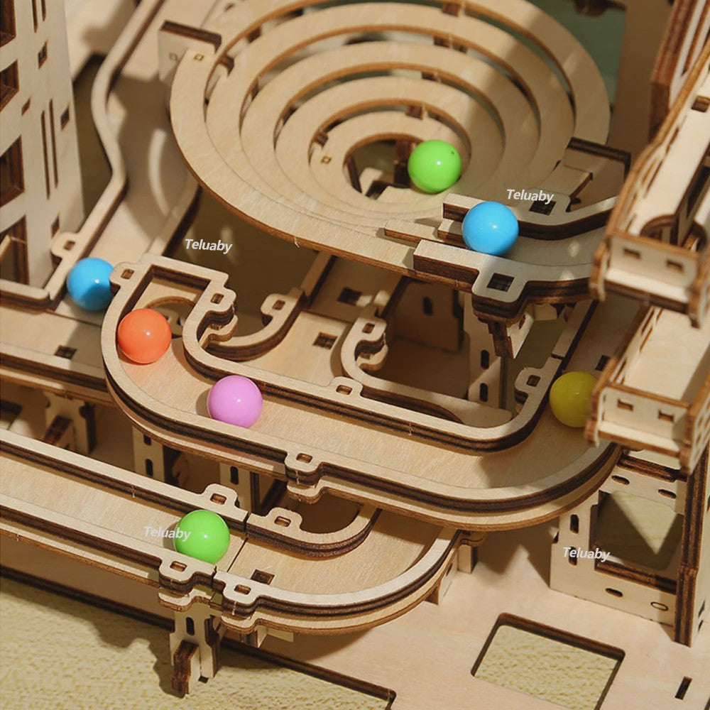 Houten 3D Knikkerbaan Puzzel - Mechanisch Bouwpakket voor Kinderen & Volwassenen