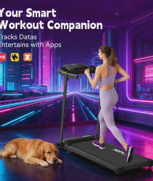 Opvouwbaar Loopband met APP Control, 2.0PK Motor, 8 Niveaus Incline & 12 Programma's - Compact Fitnessapparaat