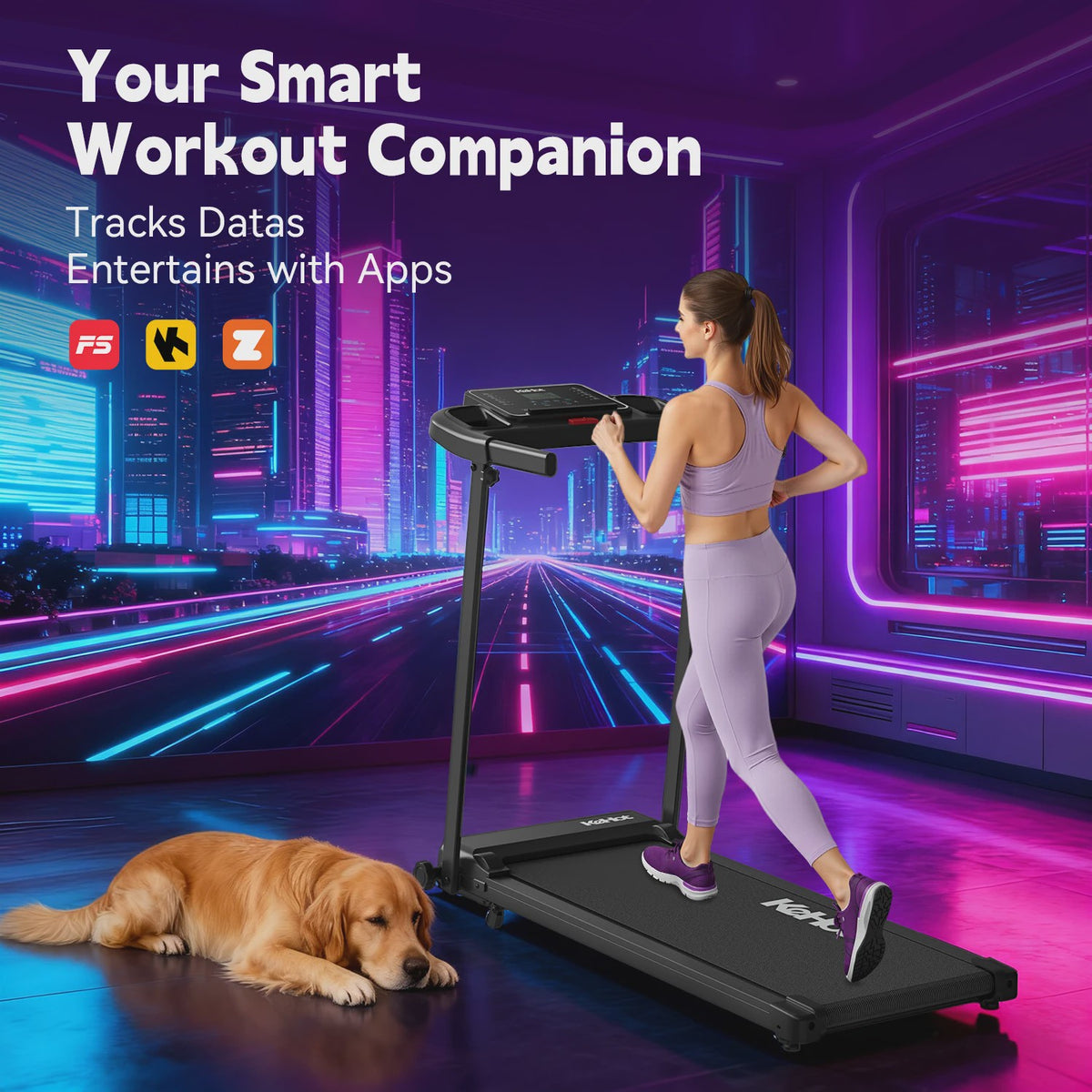 Opvouwbaar Loopband met APP Control, 2.0PK Motor, 8 Niveaus Incline & 12 Programma's - Compact Fitnessapparaat
