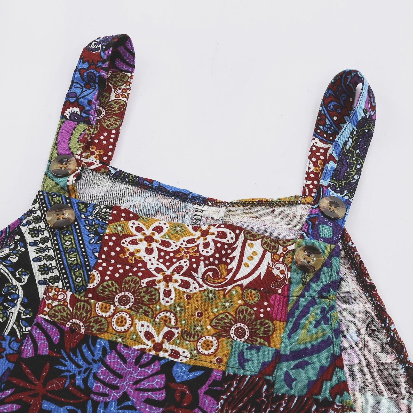 Zomerse Dames Jumpsuit met Etnische Print, Vierkante Hals en Zakken
