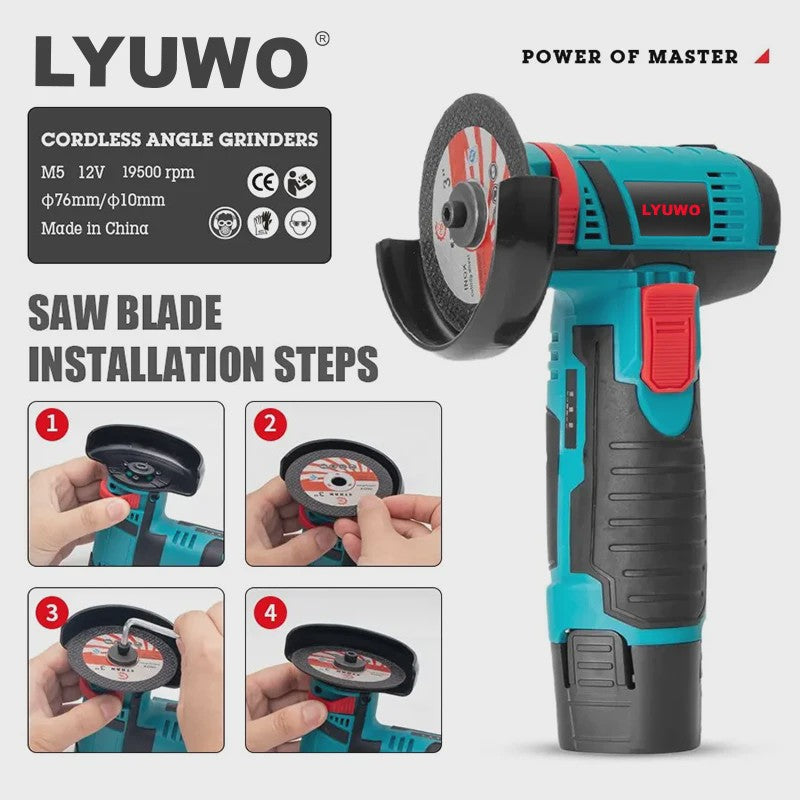 Draadloze Mini Haakse Slijper 12V - Compacte Krachtpatser voor Precisiewerk